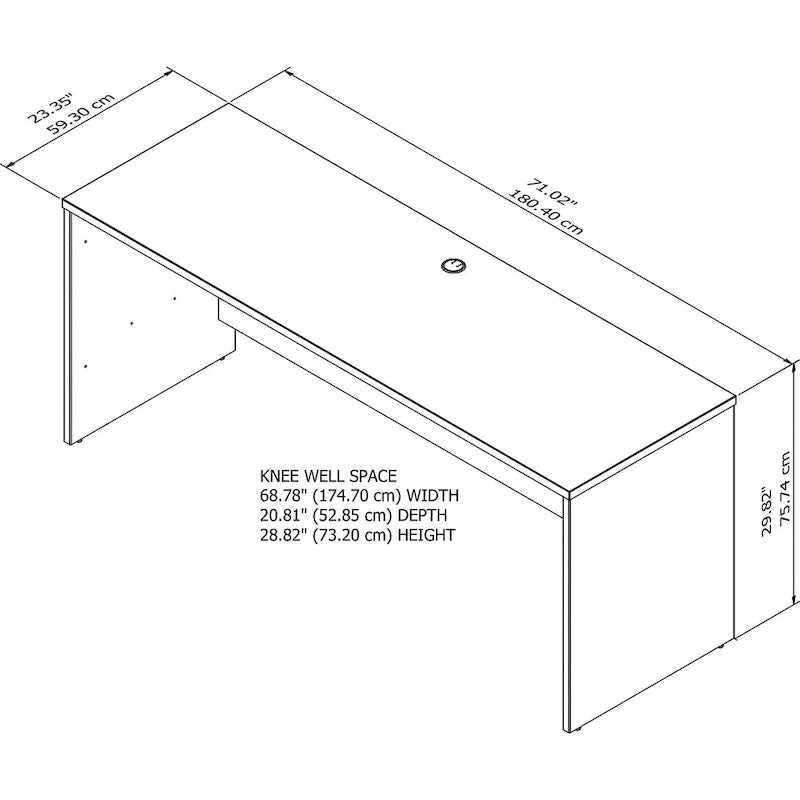 72W x 24D Credenza Desk by