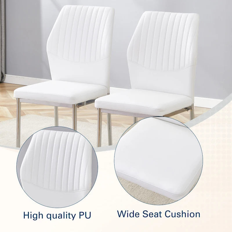 Set of 6 High Resilience Dining Chair with Metal Silver Leg