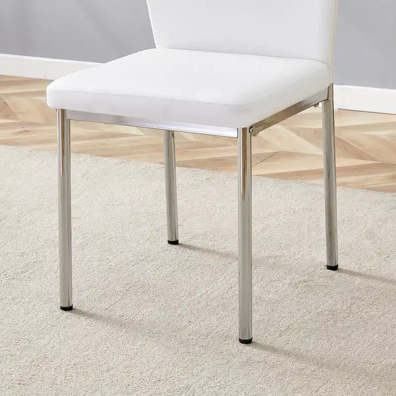 Set of 6 High Resilience Dining Chair with Metal Silver Leg