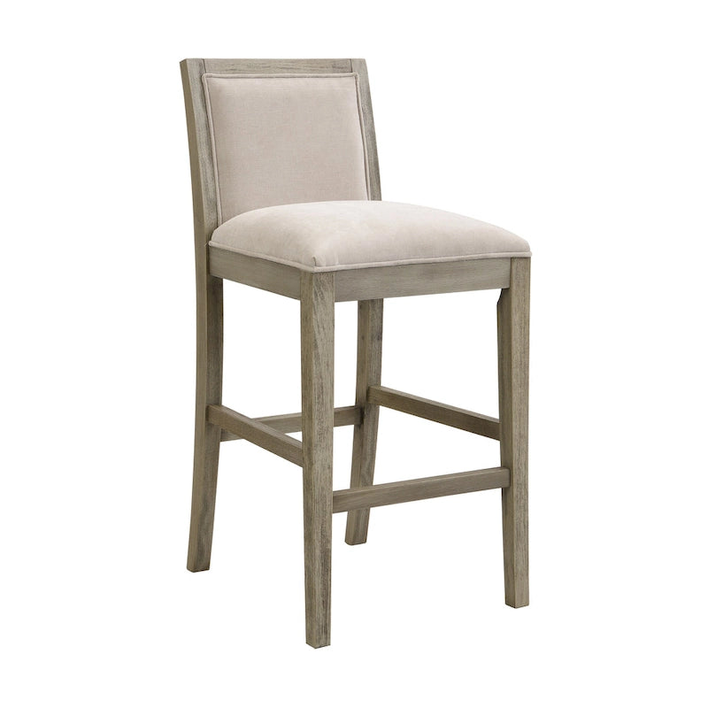 Retro Bar Stools, Set of 2 Upholstered 30.5 Bar Height Chairs with Fabric Cushion and Wood Frame