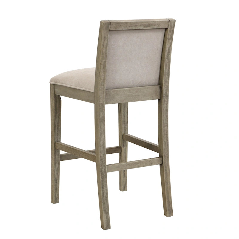 Retro Bar Stools, Set of 2 Upholstered 30.5 Bar Height Chairs with Fabric Cushion and Wood Frame