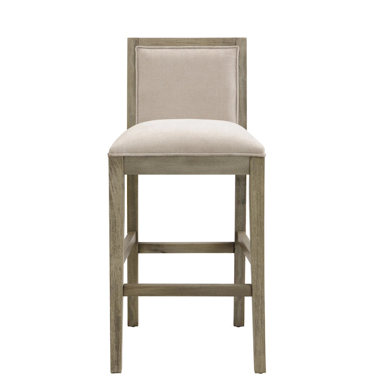 Retro Bar Stools, Set of 2 Upholstered 30.5 Bar Height Chairs with Fabric Cushion and Wood Frame
