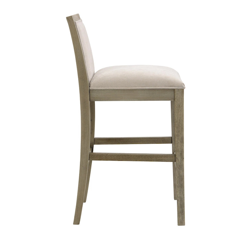 Retro Bar Stools, Set of 2 Upholstered 30.5 Bar Height Chairs with Fabric Cushion and Wood Frame