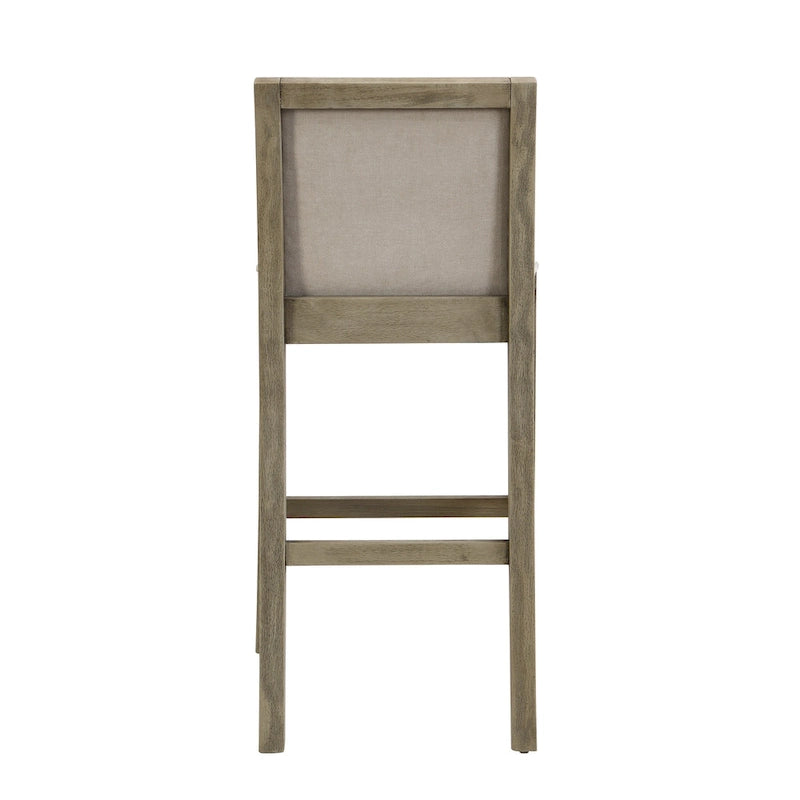 Retro Bar Stools, Set of 2 Upholstered 30.5 Bar Height Chairs with Fabric Cushion and Wood Frame