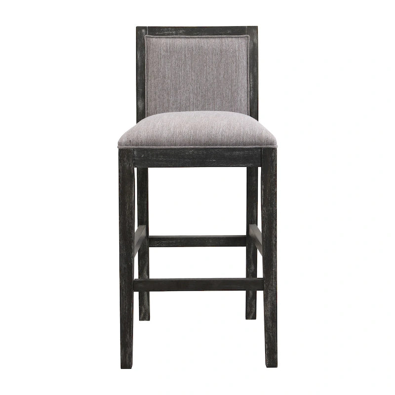 Retro Bar Stools, Set of 2 Upholstered 30.5 Bar Height Chairs with Fabric Cushion and Wood Frame