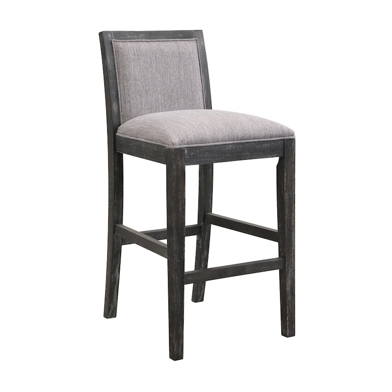 Retro Bar Stools, Set of 2 Upholstered 30.5 Bar Height Chairs with Fabric Cushion and Wood Frame