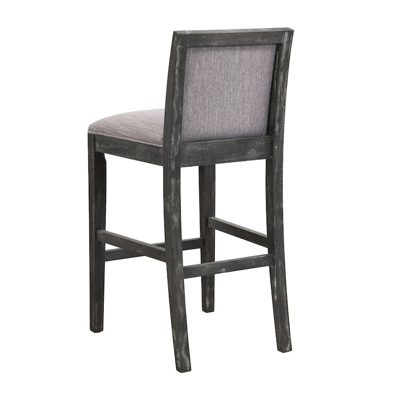 Retro Bar Stools, Set of 2 Upholstered 30.5 Bar Height Chairs with Fabric Cushion and Wood Frame