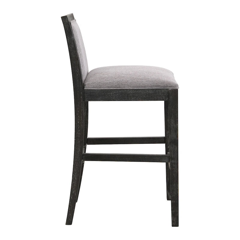 Retro Bar Stools, Set of 2 Upholstered 30.5 Bar Height Chairs with Fabric Cushion and Wood Frame