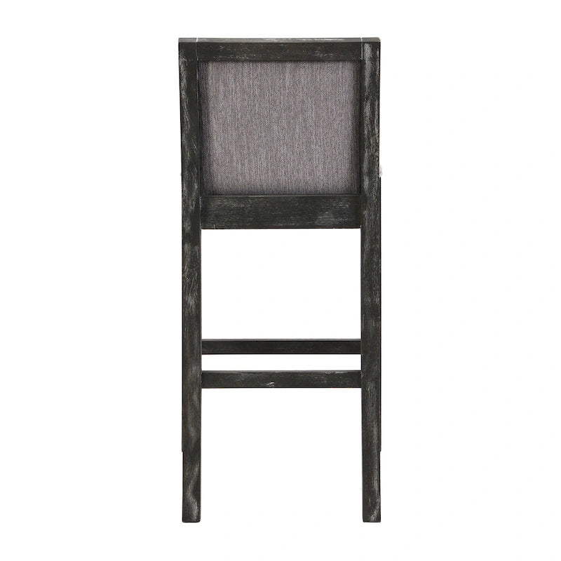 Retro Bar Stools, Set of 2 Upholstered 30.5 Bar Height Chairs with Fabric Cushion and Wood Frame