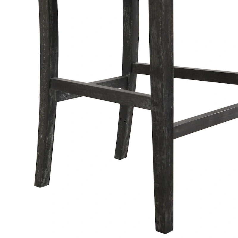 Retro Bar Stools, Set of 2 Upholstered 30.5 Bar Height Chairs with Fabric Cushion and Wood Frame