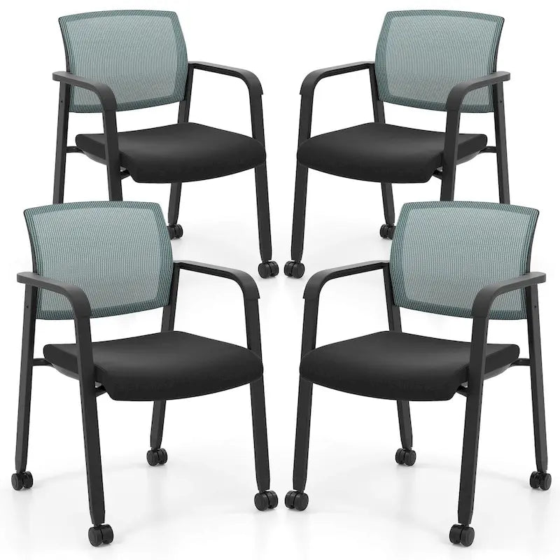 Lot de 2 ou 4 chaises de conférence empilables en maille pour bureau ou salle d'attente