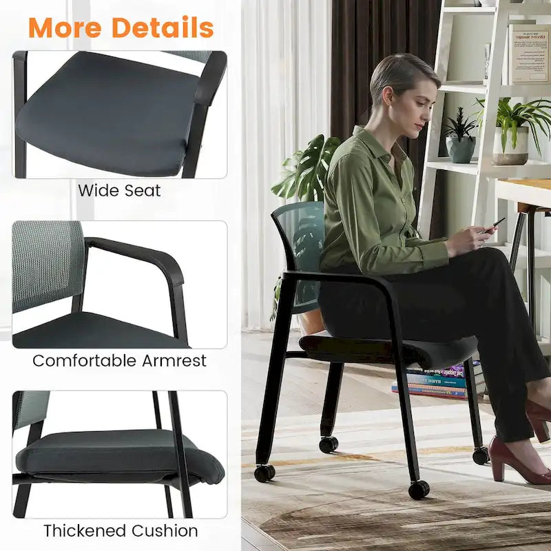 Conference Chairs Set of 2/4 Stackable Office Guest Mesh Chair