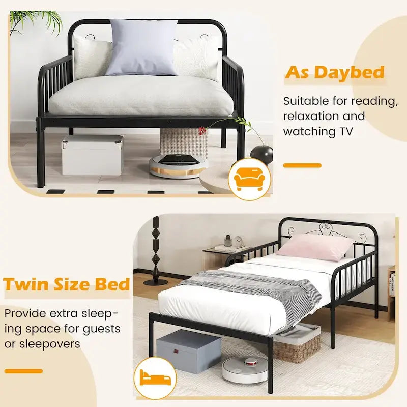 Metal Daybed Extendable Daybed to Twin Size Bed Heavy Duty - See Details