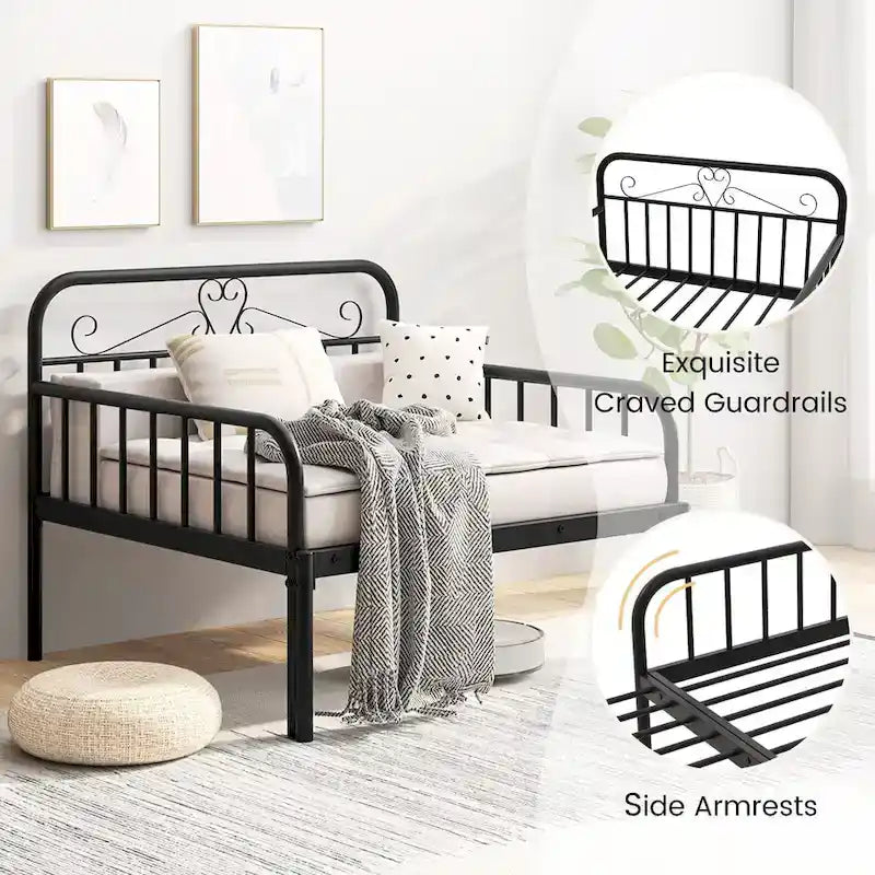 Metal Daybed Extendable Daybed to Twin Size Bed Heavy Duty - See Details
