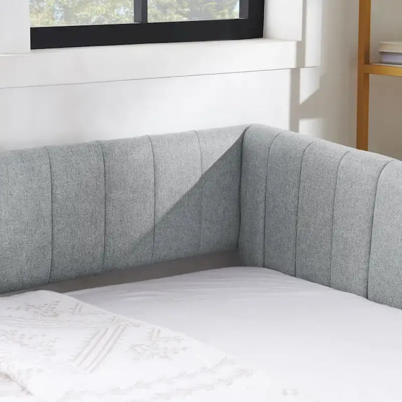 Twin Size Linen Daybed with Trundle & Vertical Stripes - 500LB Capacity