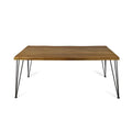 Acacia Wood 72-Inch Dining Table - teak finish + rustic metal
