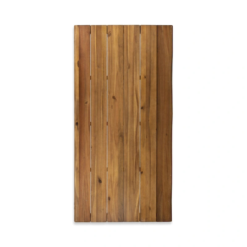 Acacia Wood 72-Inch Dining Table - teak finish + rustic metal
