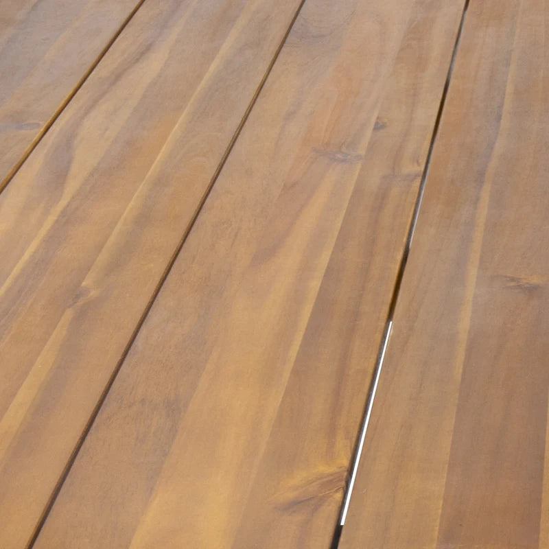 Acacia Wood 72-Inch Dining Table - teak finish + rustic metal