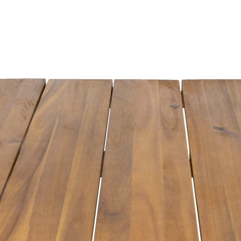 Acacia Wood 72-Inch Dining Table - teak finish + rustic metal