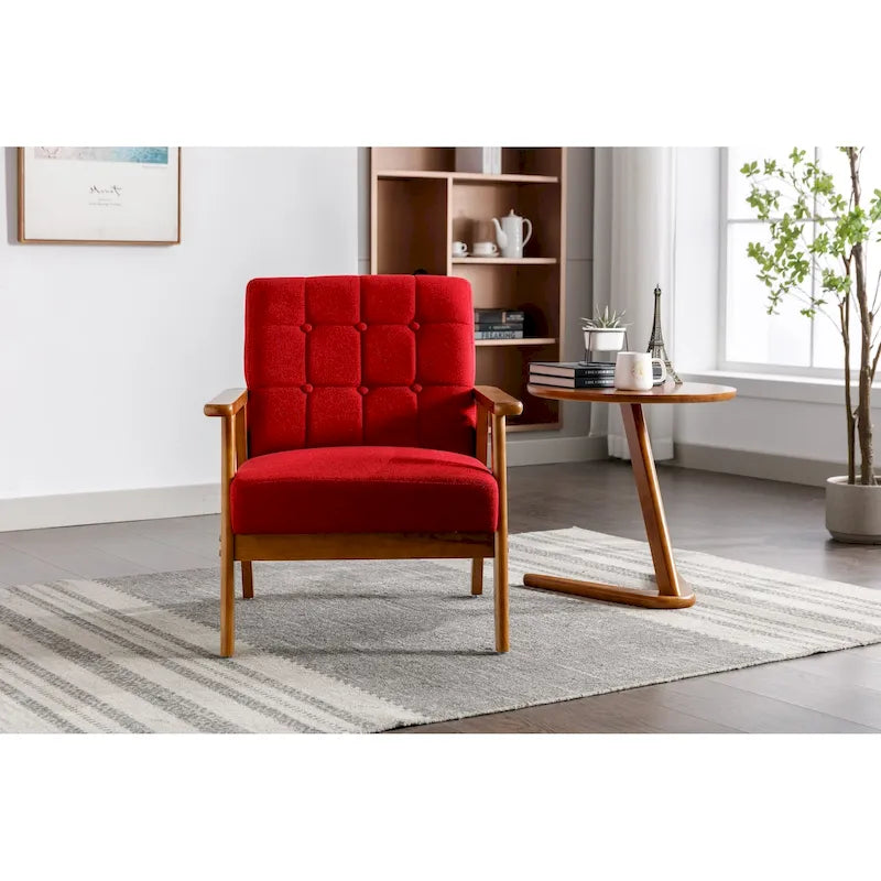 Fauteuil d'appoint avec accoudoirs et pieds en bois massif, pour salon, chambre à coucher, studio