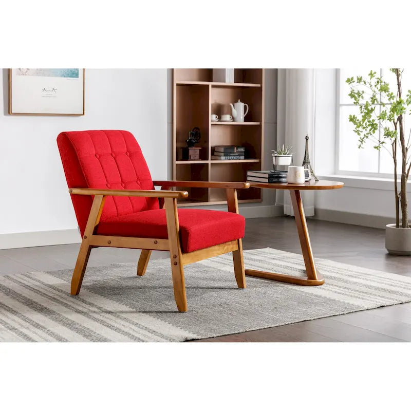 Leisure Accent Chairs Armchair with Solid Wood Armrest and Feet, for Living Room Bedroom Studio chair