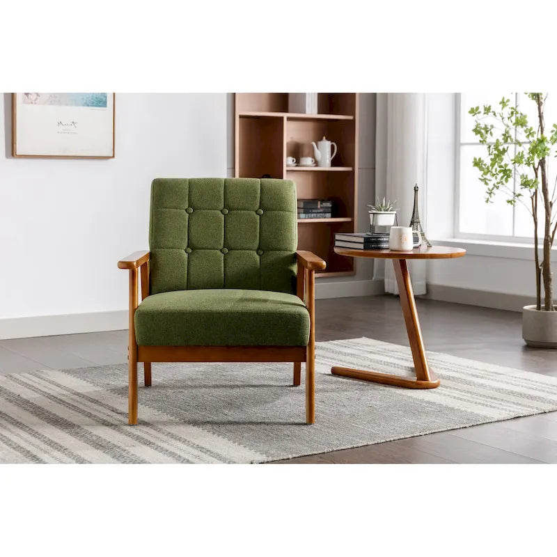 Leisure Accent Chairs Armchair with Solid Wood Armrest and Feet, for Living Room Bedroom Studio chair