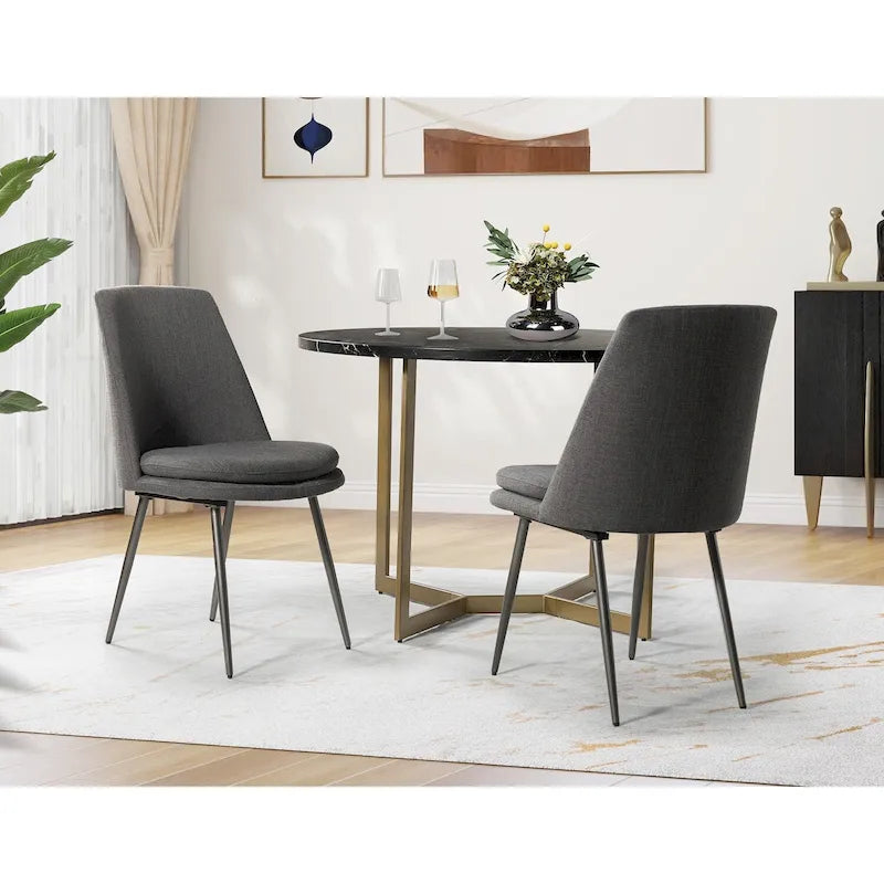 Modern and Contemporary Dining Chairs Set of 2 with Metal Legs