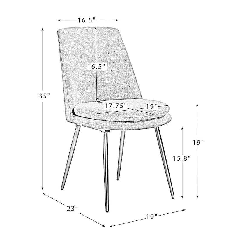 Modern and Contemporary Dining Chairs Set of 2 with Metal Legs
