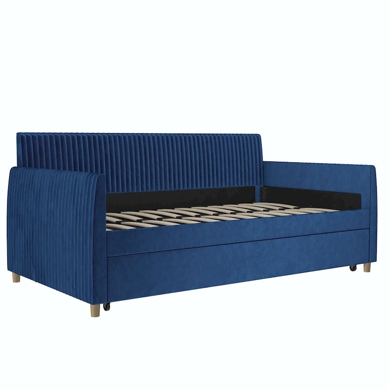 Upholstered double sofa bed with pull-out bed frame