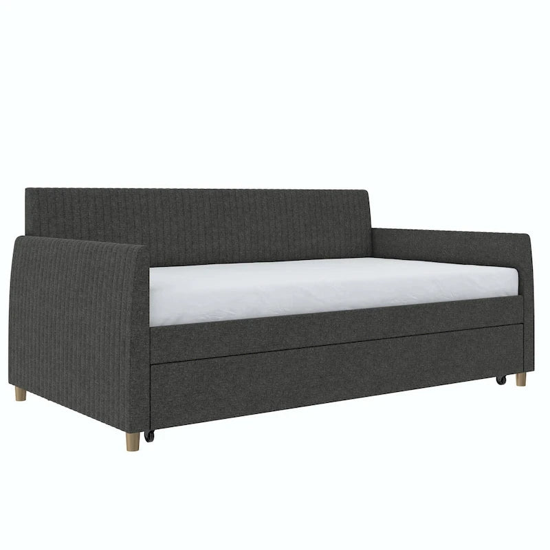 Upholstered double sofa bed with pull-out bed frame