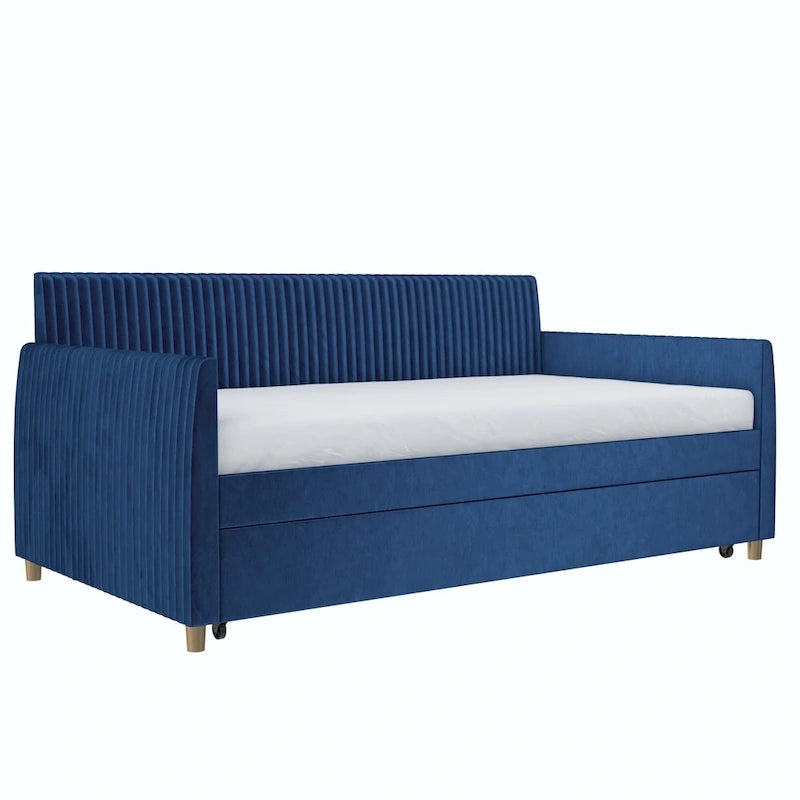 Upholstered double sofa bed with pull-out bed frame