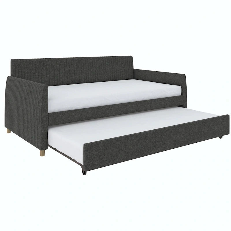 Upholstered double sofa bed with pull-out bed frame