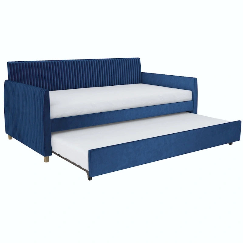 Upholstered double sofa bed with pull-out bed frame