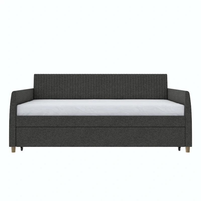 Upholstered double sofa bed with pull-out bed frame