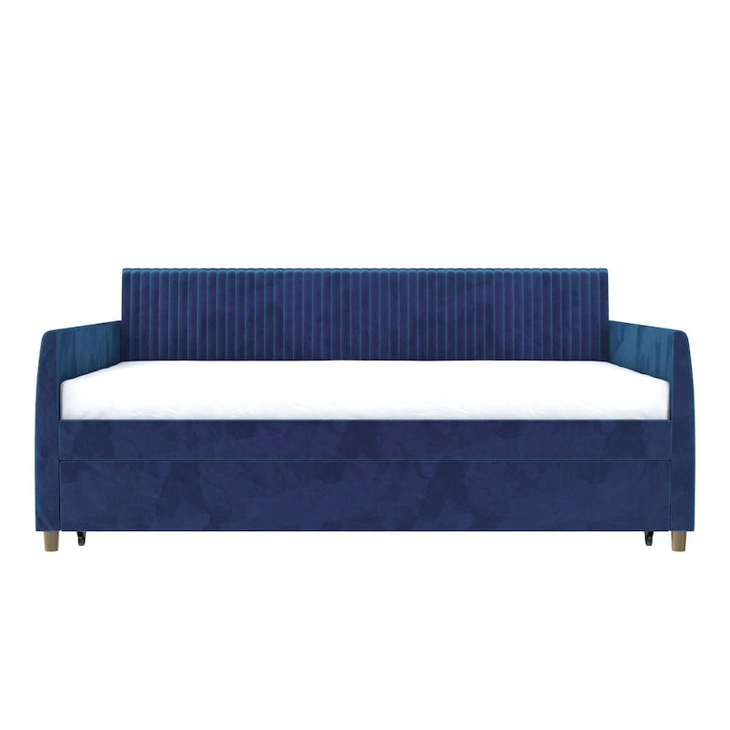 Upholstered double sofa bed with pull-out bed frame
