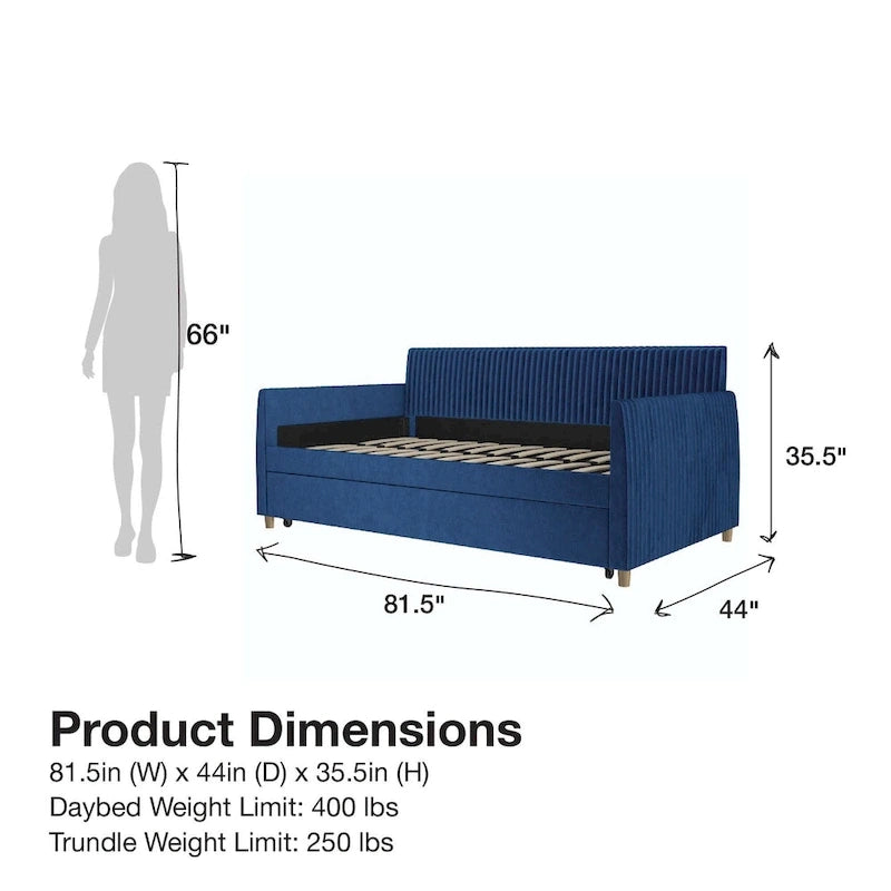 Upholstered double sofa bed with pull-out bed frame