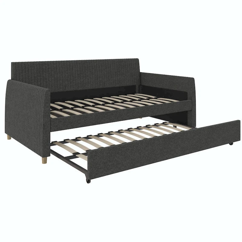 Upholstered double sofa bed with pull-out bed frame