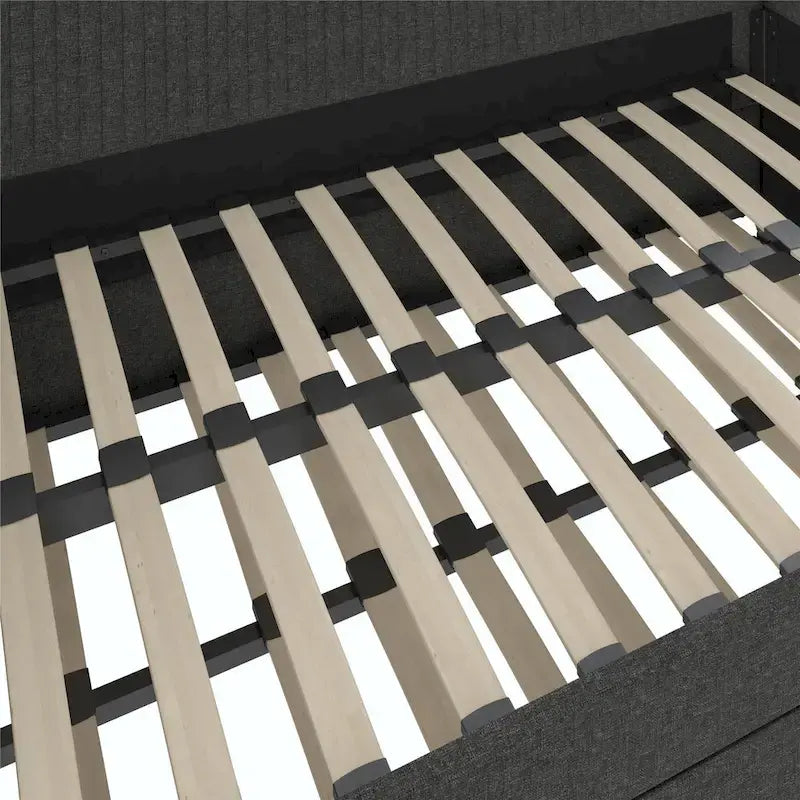 Upholstered double sofa bed with pull-out bed frame