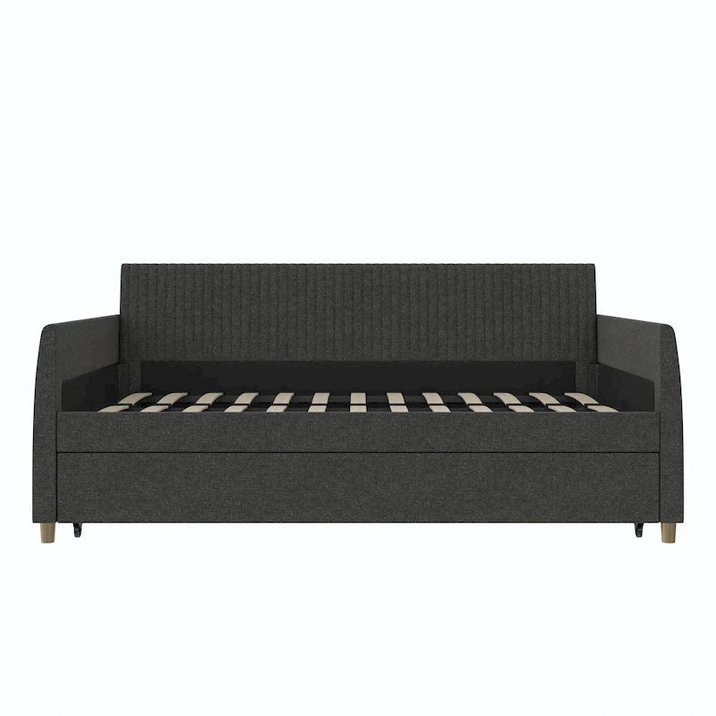 Upholstered double sofa bed with pull-out bed frame
