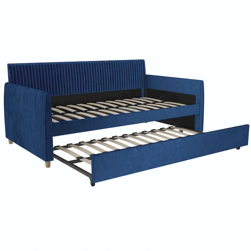 Upholstered double sofa bed with pull-out bed frame