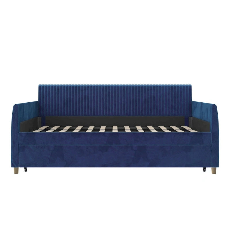 Upholstered double sofa bed with pull-out bed frame
