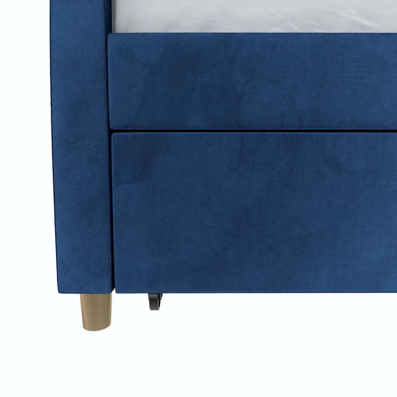 Upholstered double sofa bed with pull-out bed frame