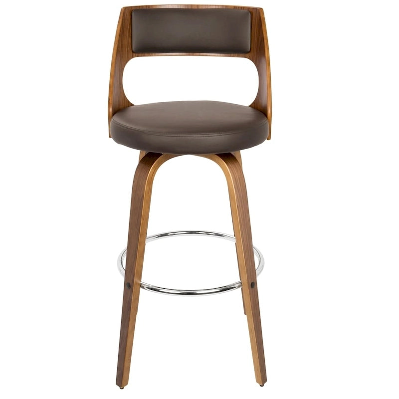 30 Fixed-Height Bar Stool with Bent Wood Legs & Round Footrest (Set of 2)