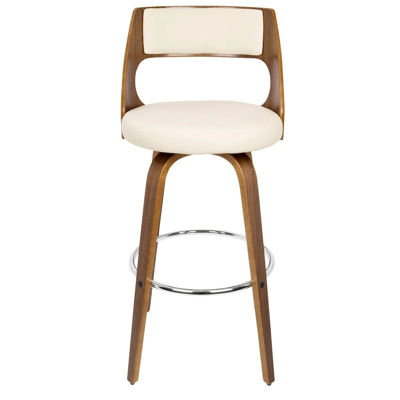 30 Fixed-Height Bar Stool with Bent Wood Legs & Round Footrest (Set of 2)