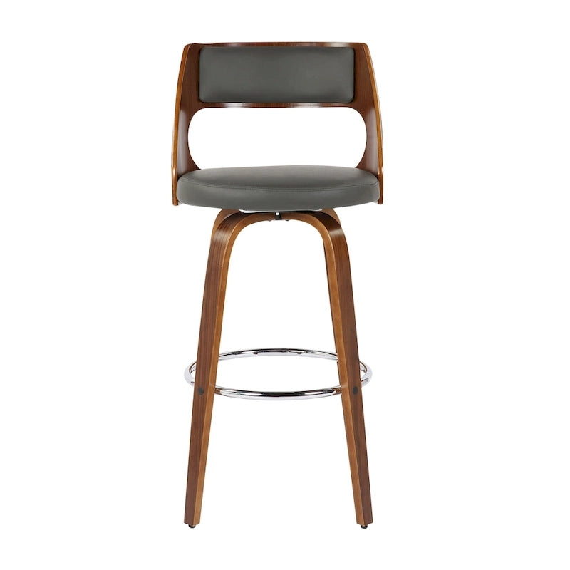 30 Fixed-Height Bar Stool with Bent Wood Legs & Round Footrest (Set of 2)