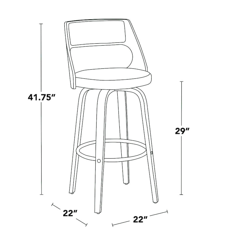 30 Fixed-Height Bar Stool with Bent Wood Legs & Round Footrest (Set of 2)