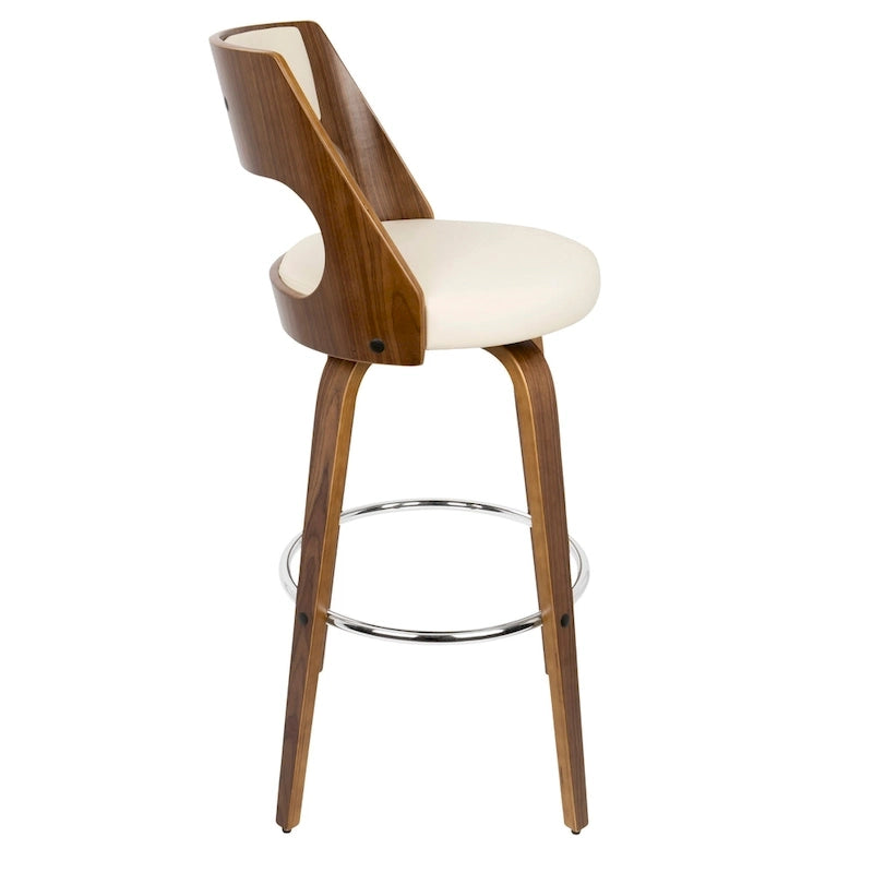 30 Fixed-Height Bar Stool with Bent Wood Legs & Round Footrest (Set of 2)