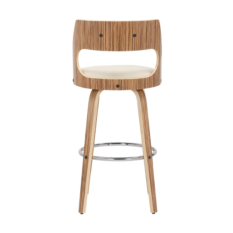 30 Fixed-Height Bar Stool with Bent Wood Legs & Round Footrest (Set of 2)