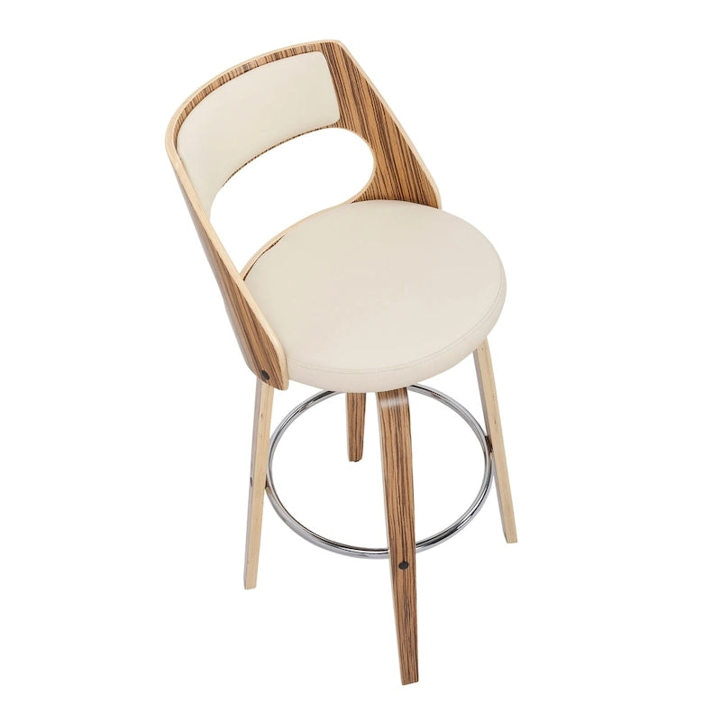 30 Fixed-Height Bar Stool with Bent Wood Legs & Round Footrest (Set of 2)