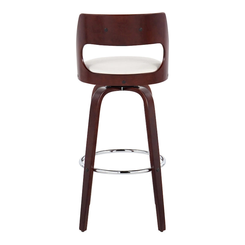 30 Fixed-Height Bar Stool with Bent Wood Legs & Round Footrest (Set of 2)